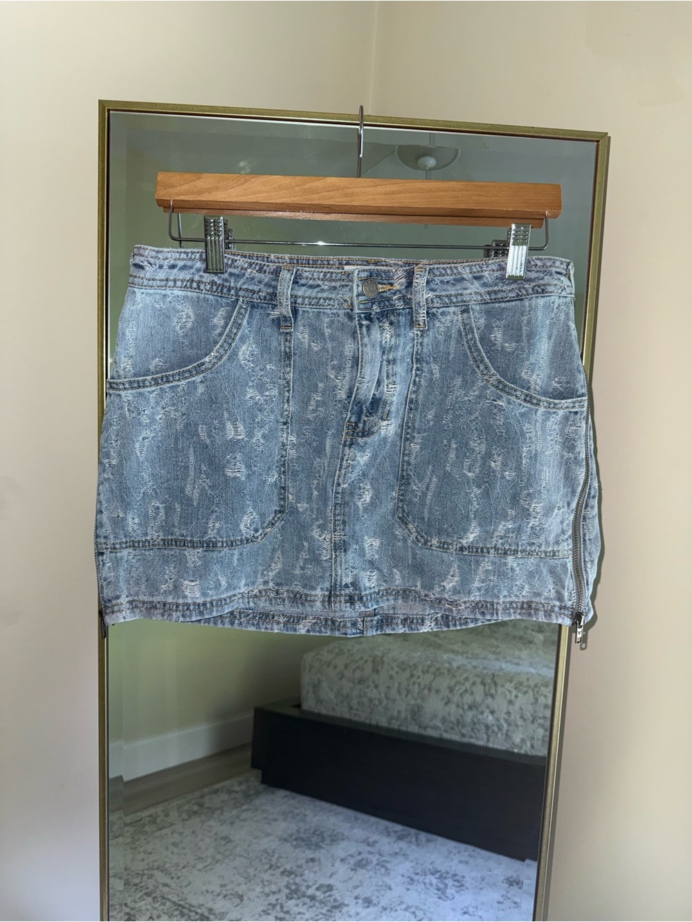 Guess Acid Wash Blue Denim Mini Skirt